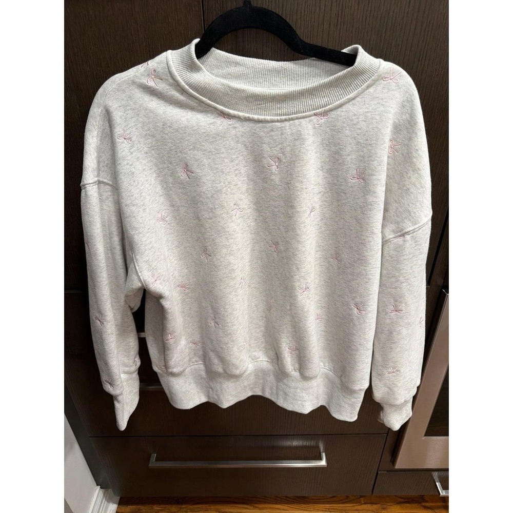 AS Revival Gray Crewneck Sweatshirt with Pink Bow Pattern women's xxs